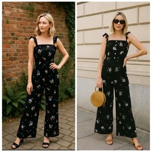 NWT Line & Dot Darcey Floral Wide Leg Jumpsuit Black REVOLVE Medium